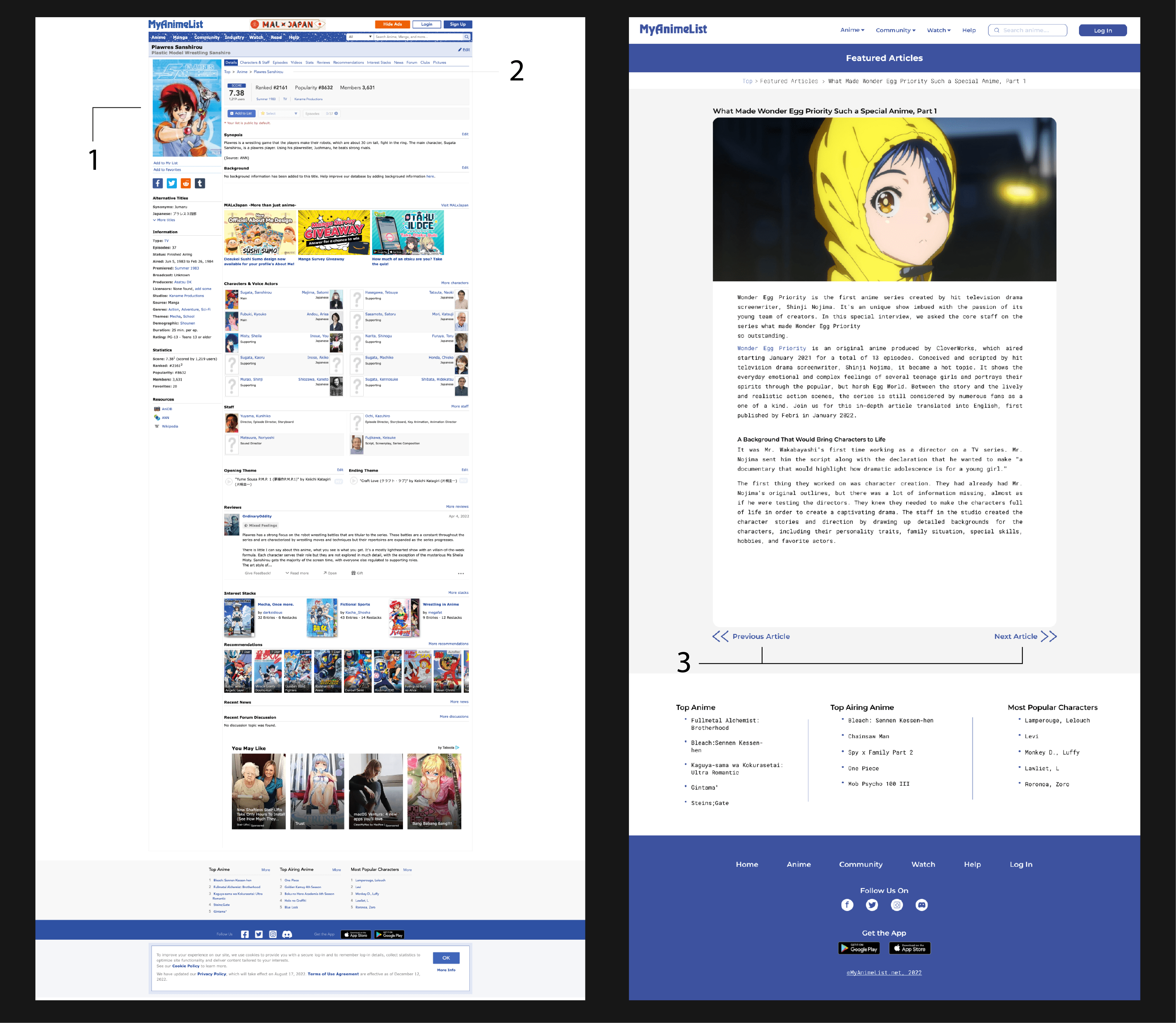 changes in article page